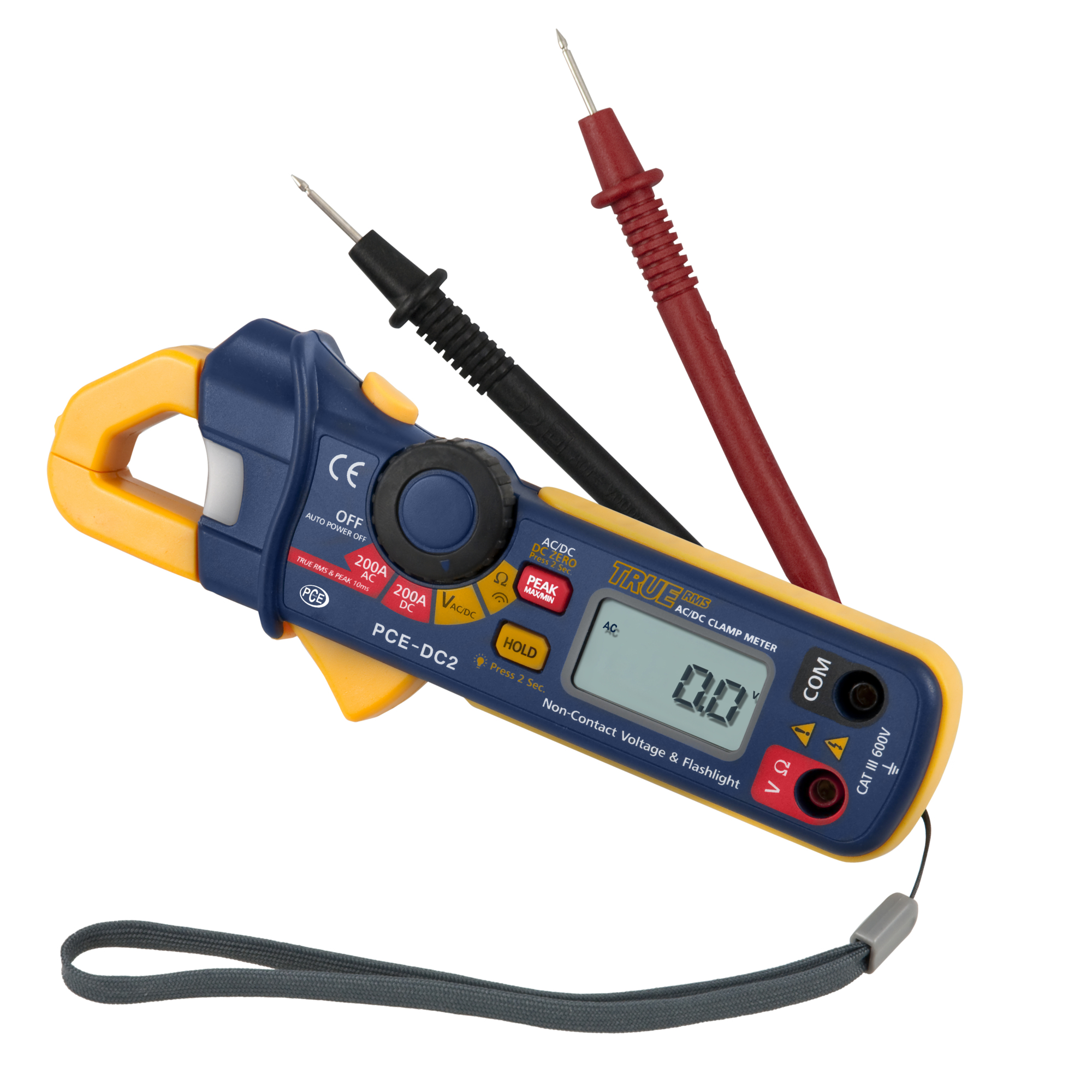 PCE Digital Clamp Multimeter — Measures AC/DC Current, AC Voltage, Resistance, Model# PCE-DC2